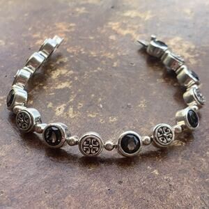 Sadye L. Vassil (SLV) Bracelet Sterling Silver and Smoky Topaz Linked Tennis